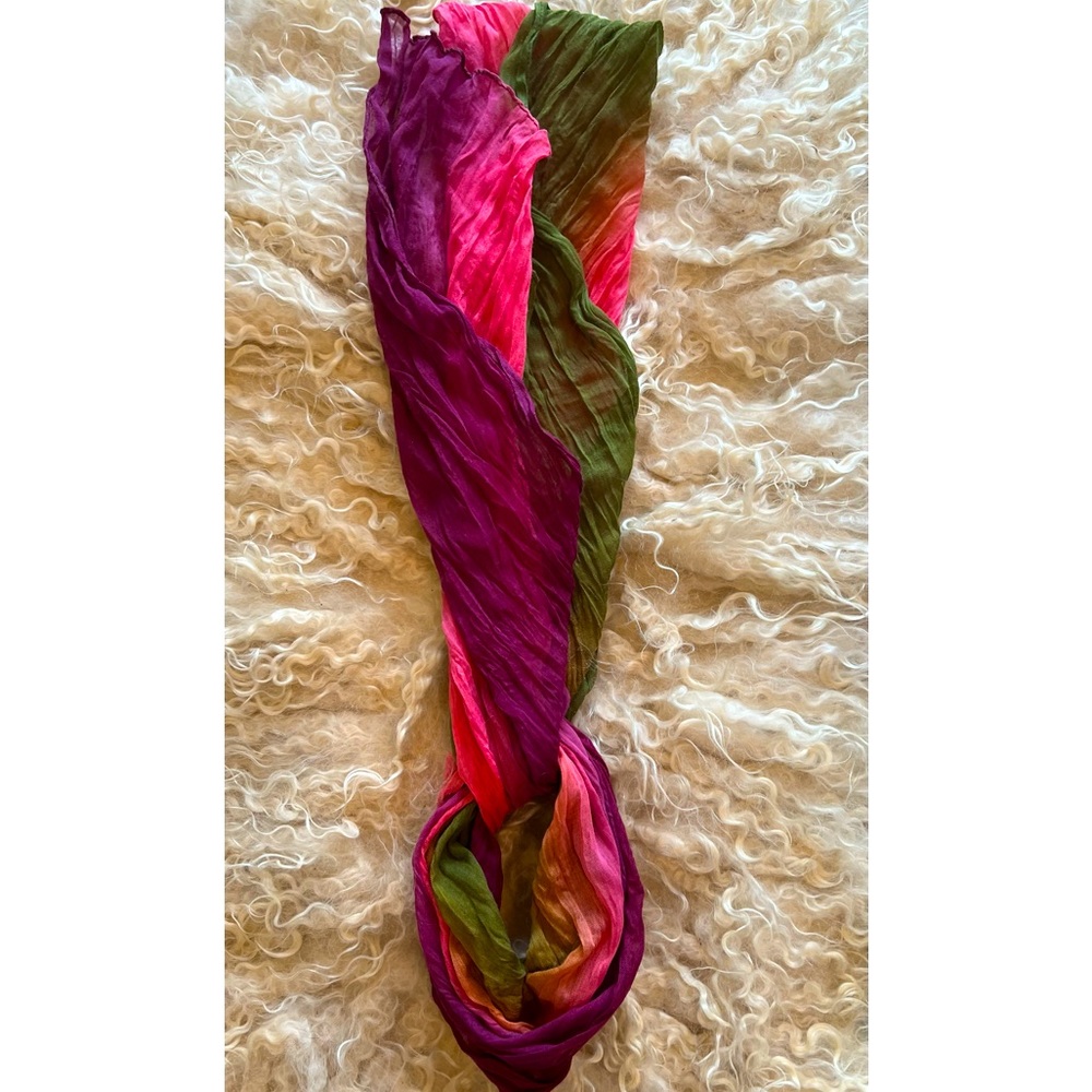 Ladies Purple and Green Sheer Cotton Scarf